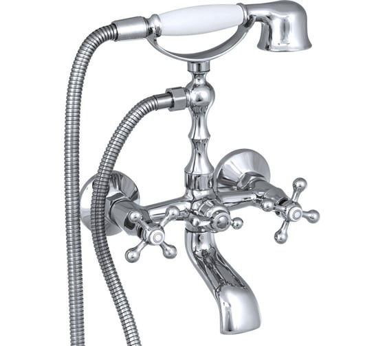 Изображение товара Смеситель для ванны СЛАВЕН с коротким литым изливом, переключатель флажковый, двуручный СЛ-ДВ-А30