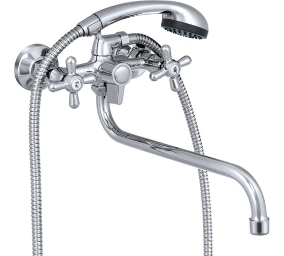 Изображение товара Смеситель для ванны и умывальника СЛАВЕН с поворотным изливом, двуручный, комплект СЛ-ДВ-О31