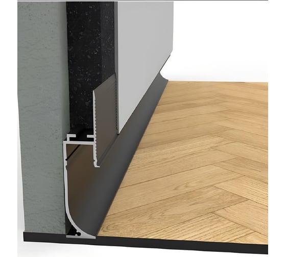 Изображение товара Плинтус теневой радиусный для подсветки ДИАЛ 3000 мм, 6063 Т6, черный матовый 4687205233158