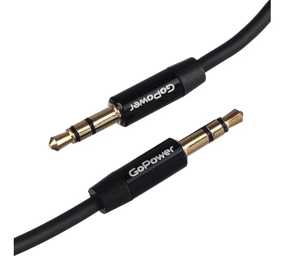 Изображение товара Кабель GoPower AUX Jack 3.5mm (m)-Jack 3.5mm (m) 1.0м TPE черный Premium Zip-Lock c подвесом 00-00027478