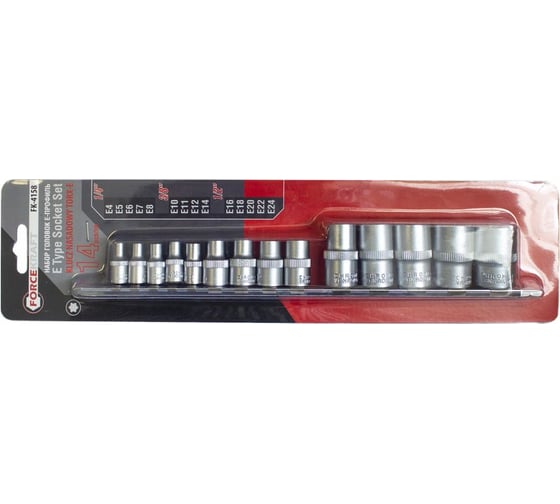 Изображение товара Набор головок Е-профиль,14 предметов Forcekraft FK-4158(49621)