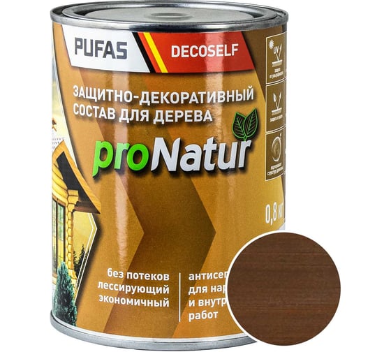 Изображение товара Лессирующий антисептик для дерева Pufas палисандр Decoself 0,8л тов-200283