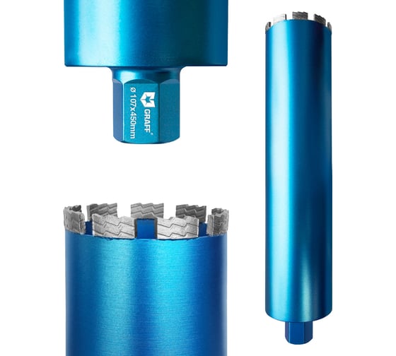 Изображение товара Коронка алмазная 107x12х450 мм, 1 1/4", по армированному бетону GRAFF 1110712