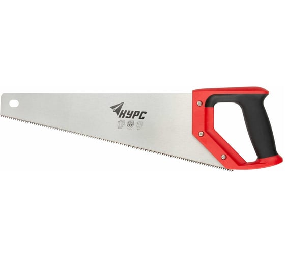 Изображение товара Ножовка по дереву КУРС средний каленый зуб 7 ТPI, 2D заточка, пластиковая прорезиненная ручка 400 мм 40326