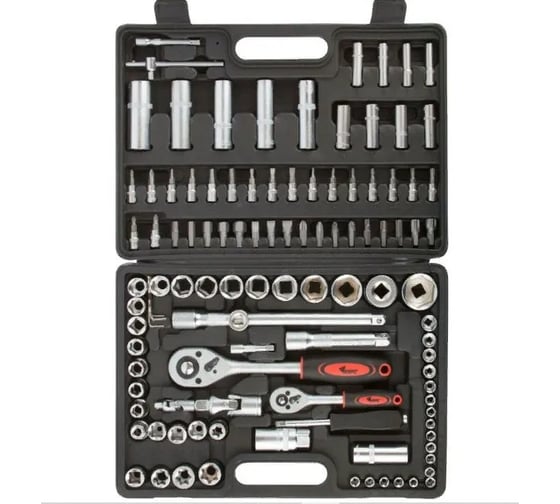 Изображение товара Набор инструмента автомобильный КУРС 108 шт, CrV, 1/2+1/4 65205