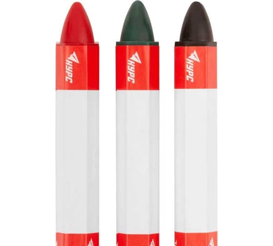 Изображение товара Карандаши разметочные восковые КУРС набор 3 шт.( черный / зеленый / красный ), 95 мм 04390