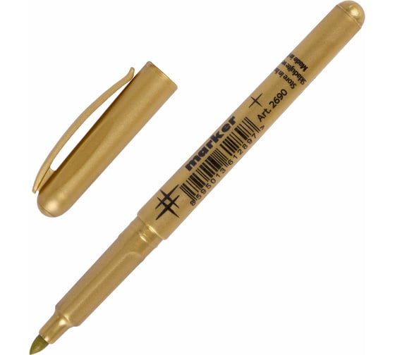 Изображение товара Маркер для декорирования ОФИСМАГ ЗОЛОТОЙ CENTROPEN, круглый наконечник, 1,5-3 мм, 2690, 6 2690 0195 150320