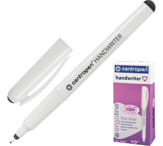 Изображение товара Ручка капиллярная (линер) ОФИСМАГ ЧЕРНАЯ CENTROPEN "Handwriter", трехгранная, линия 0,5 мм, 4651, 2 4651 0112 142293