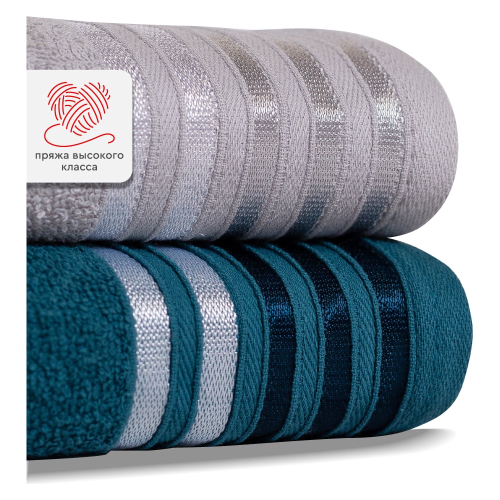 Изображение товара Набор полотенец Василиса Селена изумрудный и серый