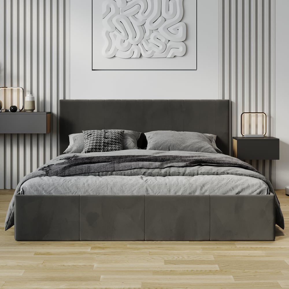 Изображение товара Кровать с подъемным механизмом ТриЯ Айрис 160x200 велюровая коричневая