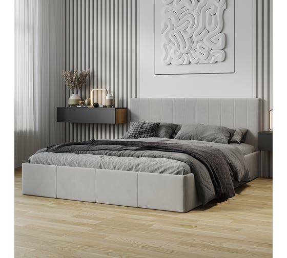 Изображение товара Кровать с подъемным механизмом ТриЯ Айрис (1600) Тип 1 / Велюр Confetti Silver 259644