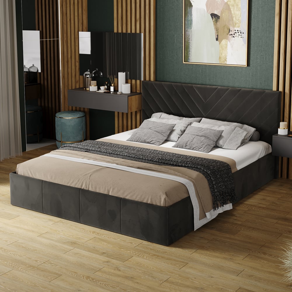 Изображение товара Кровать с подъемным механизмом ТриЯ Милана 1600 велюр Confetti Stone