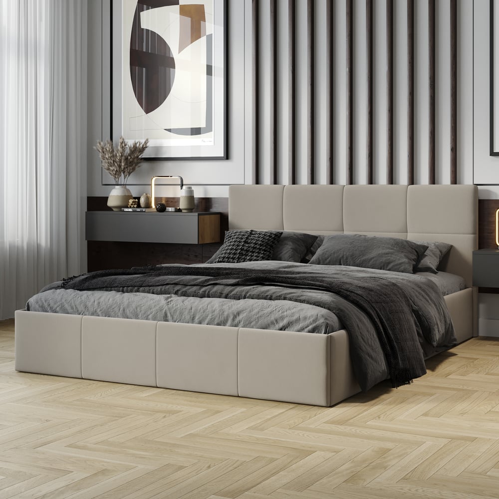 Изображение товара Кровать с подъемным механизмом ТриЯ Мона 160x200 Велюр Confetti Cream