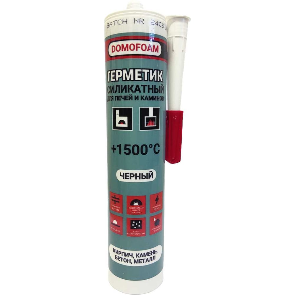 Изображение товара Герметик силикатный для печей и каминов DOMOFOAM 0.26 л черный