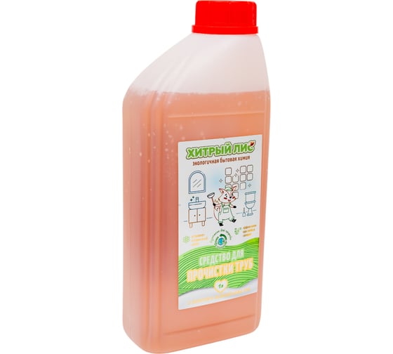 Изображение товара Средство от засоров в трубах с дезинфицирующим эффектом Хитрый лис 1 л СП-0059