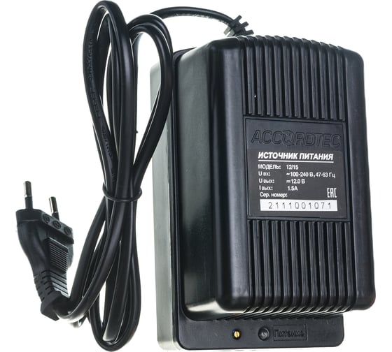 Изображение товара Источник стабилизированного питания ACCORDTEC AT-12/15 12В, 1.5А AT-02355