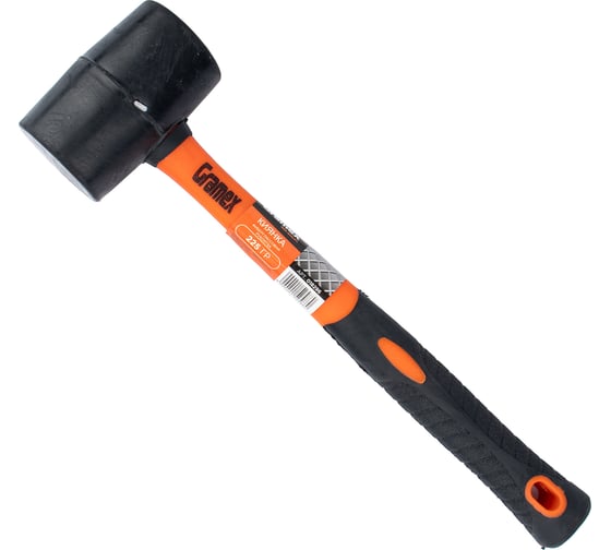 Изображение товара Киянка резиновая Gramex 225 г, черная резина, фибергласовая рукоятка (6/36) 018296