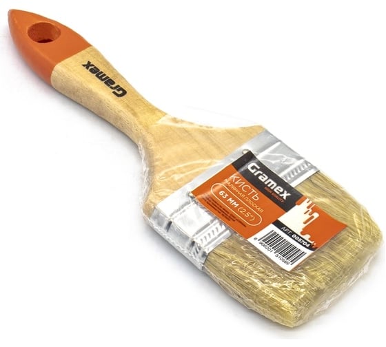 Изображение товара Кисть плоская Gramex "Стандарт" 63 мм (2,5") с деревянной ручкой, искусственная щетина (12/480) 005704