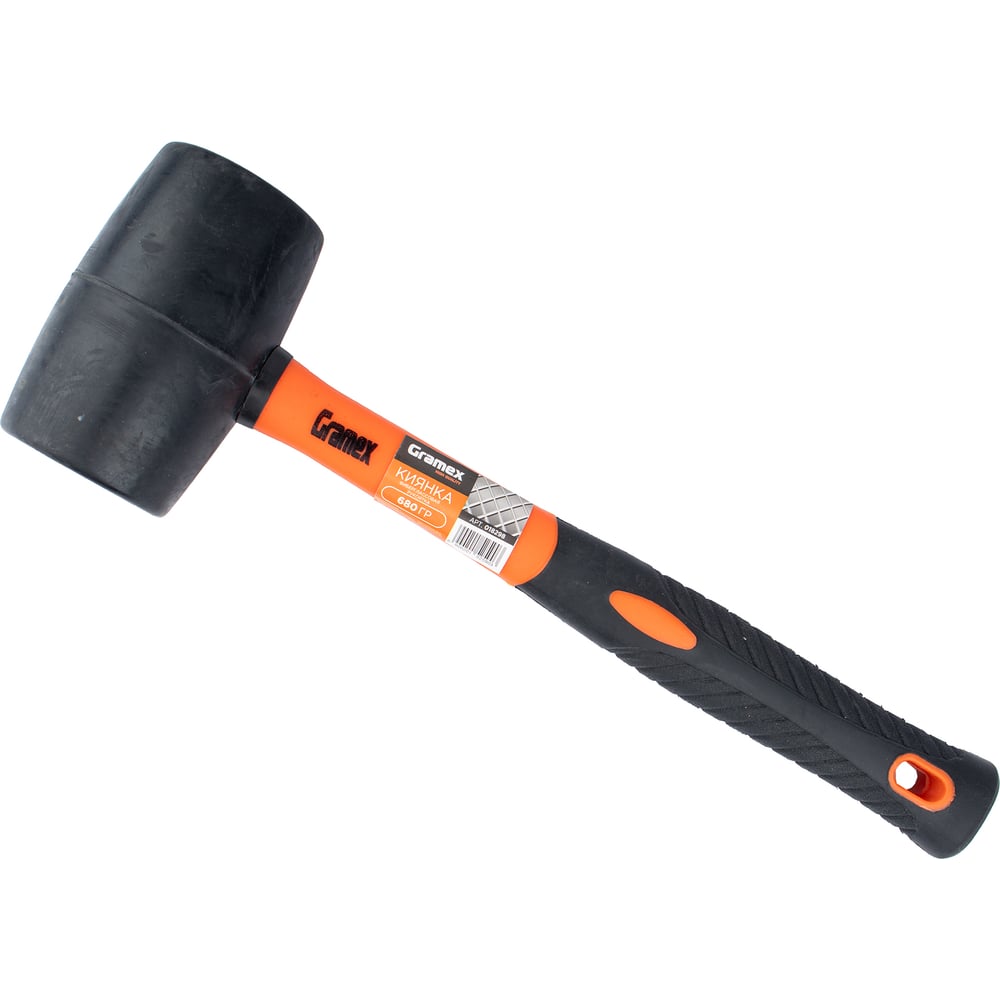 Изображение товара Киянка резиновая Gramex 680 г, черная резина, фибергласовая рукоятка (6/24) 018298