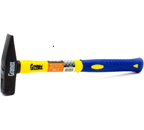 Изображение товара Молоток Gramex 200 г, с фибергласовой ручкой кованый (6/120) 005943