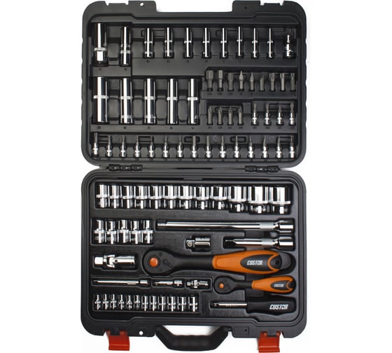 Изображение товара Набор торцевых головок и торцевых головок со вставкой CUSTOR 87 предметов 1/4 1/2 TK-02487C