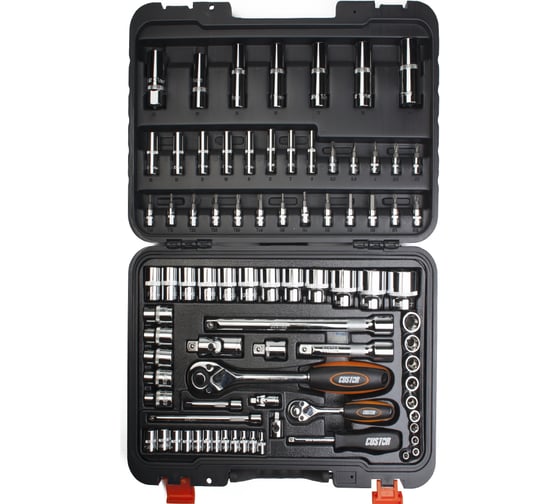 Изображение товара Набор торцевых головок и головок со вставкой CUSTOR 1/4" 1/2" 83 предмета TK-02483C2