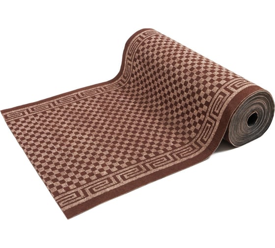 Изображение товара Коврик-дорожка SUNSTEP влаговпитывающий, на ПВХ основе, Шашки 0,9х12 м, коричневый 35-302