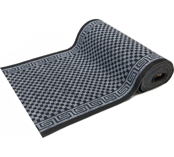 Изображение товара Коврик-дорожка SUNSTEP влаговпитывающий, на ПВХ основе, Шашки 0,9х12 м, серый 35-301