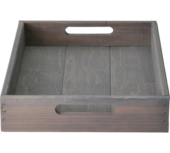 Изображение товара Деревянный поднос ДИПРИЗ 38x28 см в стиле рустик (состаренный), столик для завтрака в постель Флоутард, для кухни, серый Д.7451.01
