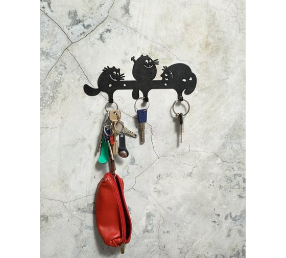 Изображение товара Вешалка ООО СКП Веселые коты 3 кр., 230х100, сталь 1,5 мм В-70Ч