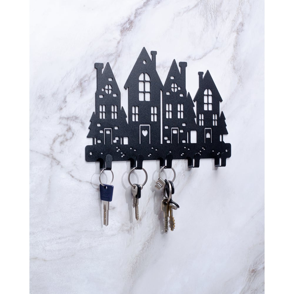 Изображение товара Ключница ООО СКП Кирпичные домики 5 кр., 300х200, сталь 1,5 мм В-69Ч