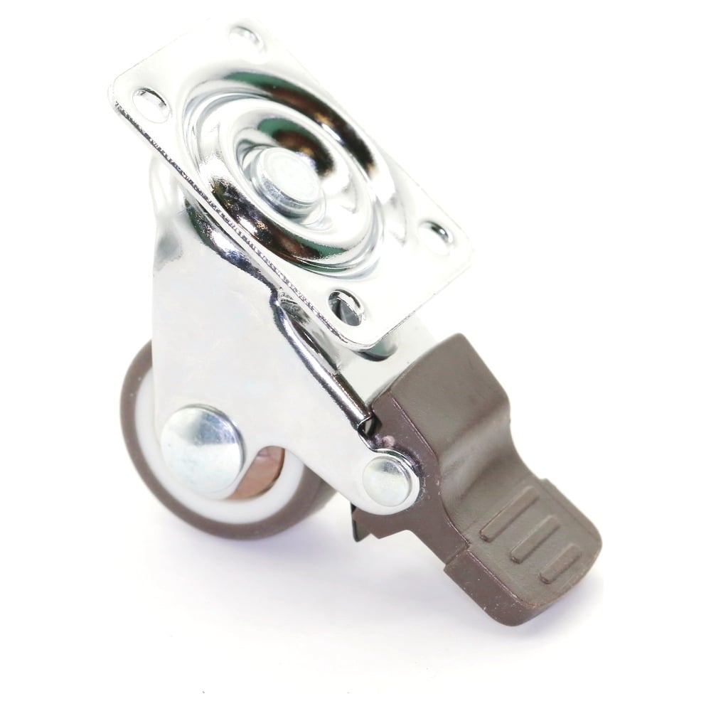 Изображение товара Колесо поворотное Brante 24 мм с тормозом с подшипником серая резина комплект 4 шт 655130