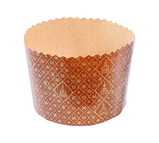 Изображение товара Форма бумажная ALMIN кулич 500г Н95хD134 мм ХВ круглая коричневая 1/1500 ХТ-134100D