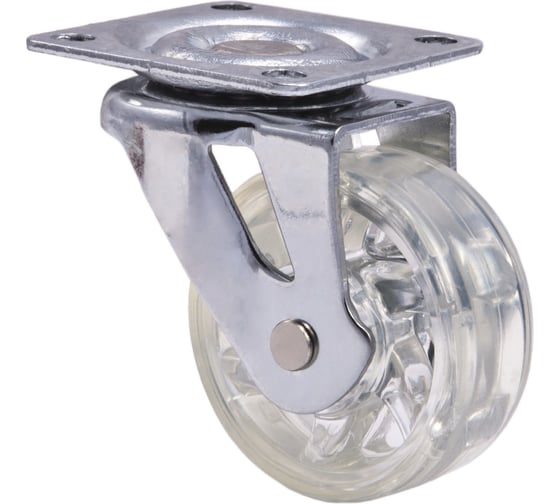 Изображение товара Мебельное колесо AKS диаметр 50 мм, SHIFT, с площадкой, прозрачное 16338