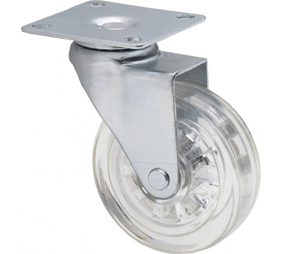 Изображение товара Мебельное колесо AKS диаметр 75 мм, SHIFT, с площадкой, прозрачное 11090