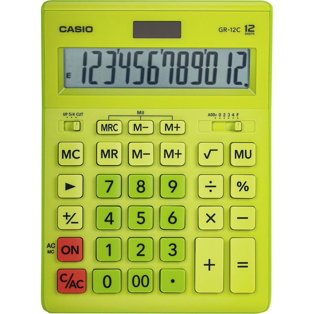 Изображение товара Настольный калькулятор CASIO GR-12С-GN 12 разрядов двойное питание салатовый