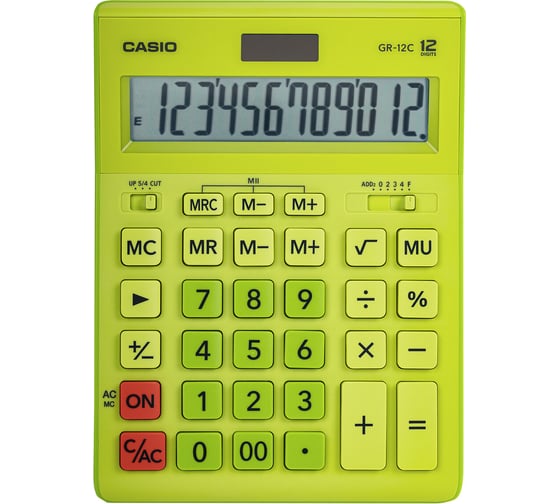 Изображение товара Калькулятор настольный CASIO GR-12С-GN (210x155 мм), 12 разрядов, двойное питание, САЛАТОВЫЙ, GR-12C-GN-W-EP ОФИСМАГ 250443