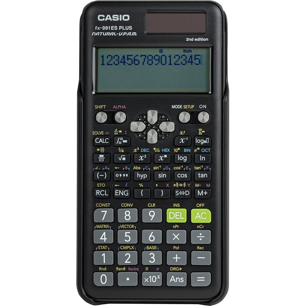 Калькулятор инженерный CASIO FX-991ES PLUS-2 (162x77 мм), 417 функций, двойное питание, сертифицирован для ЕГЭ, FX-991ESPLUS-2S ОФИСМАГ 250395