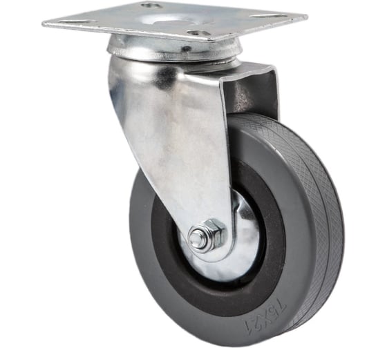 Изображение товара Колесо AKS диаметр 75 мм, с площадкой, с рез. ободом, серое 68151