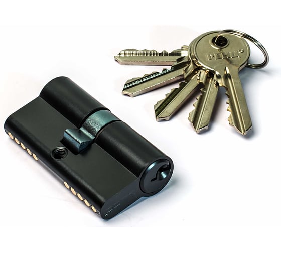 Изображение товара Цилиндр Ренц 60 мм, К-К, стандартный ключ, черный INCS 60 Black