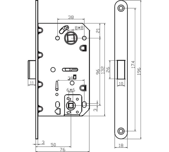 Изображение товара Защелка сантехническая Ренц магнитная, с пластиковой ответной планкой, никель супер матовый INLBM 5096 pl MSN
