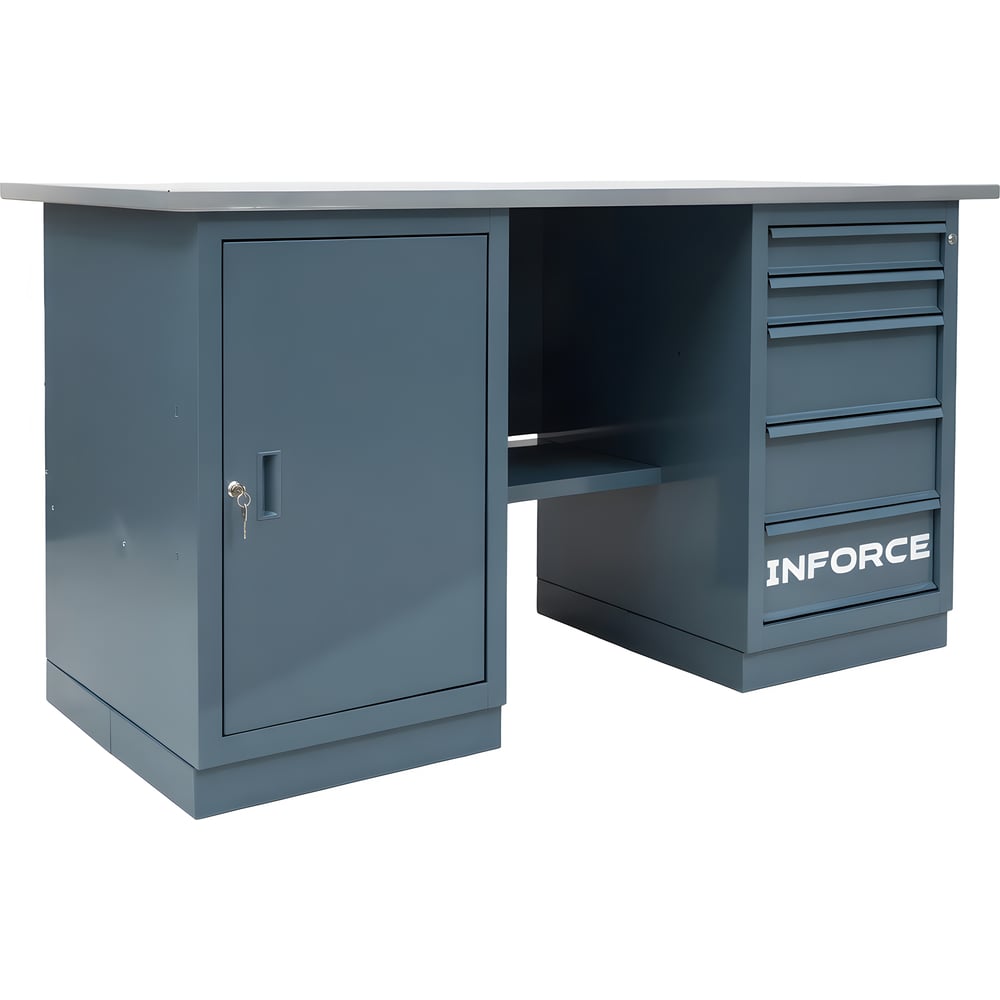 Верстак с драйвером и тумбой Inforce 1600х686х845 LW-3, допустимая нагрузка на стол 1000кг, 05-01-007