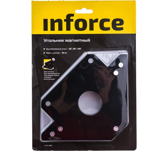 Изображение товара Угольник магнитный 45/90/135 градусов, 34 кг Inforce 11-01-663