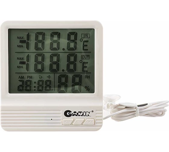 Изображение товара Метеостанция Garin WS-4, термометр-гигрометр-часы-календарь, с внешним датчиком 16940