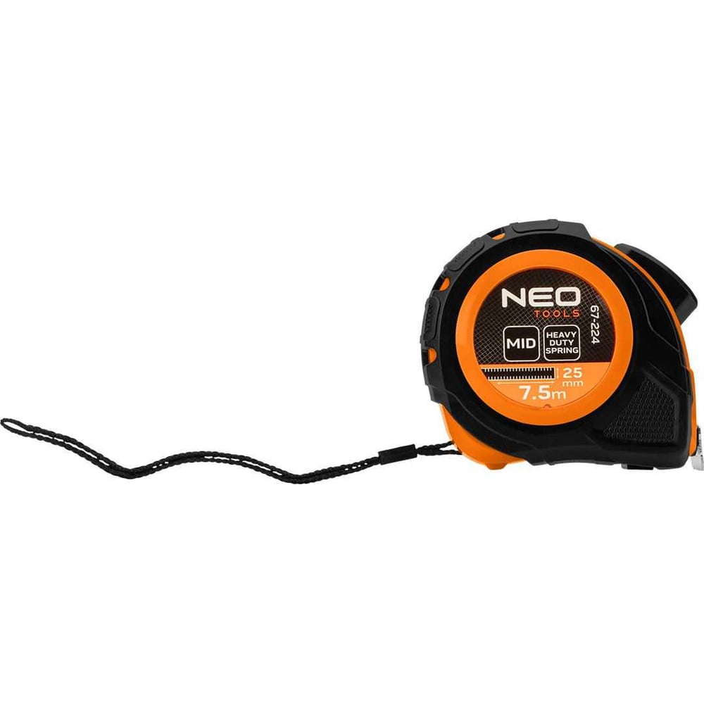Изображение товара Рулетка стальная NEO TOOLS 7,5 м x 25 мм, автоблокировка, две кнопки "стоп 67-224