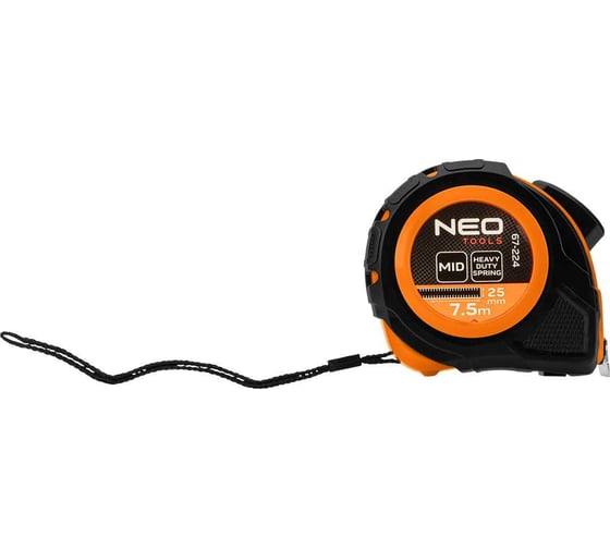 Изображение товара Рулетка стальная NEO TOOLS 7,5 м x 25 мм, автоблокировка, две кнопки "стоп 67-224