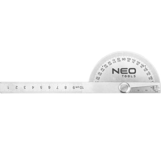 Изображение товара Угольник с линейкой NEO TOOLS нержавеющая сталь, 100 мм 72-320