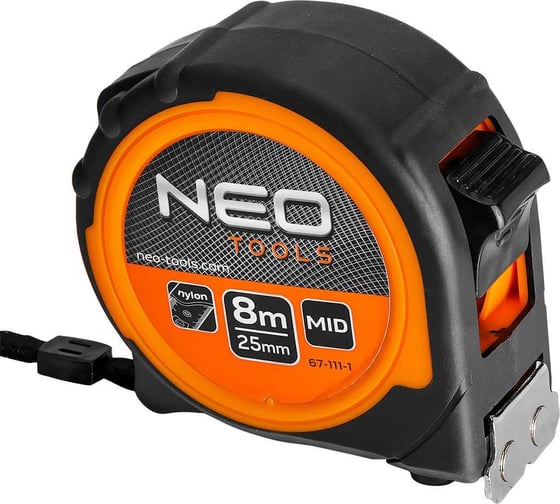 Изображение товара Рулонная стальная рулетка NEO TOOLS 8 м, 25 мм, магнит 67-111-1