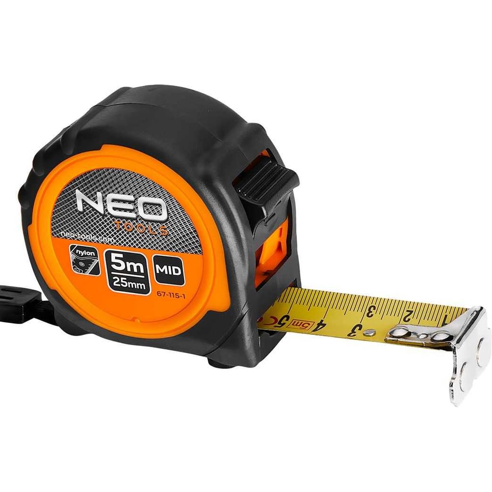 Изображение товара Рулонная стальная измерительная лента NEO TOOLS 5м, магнит, клипса