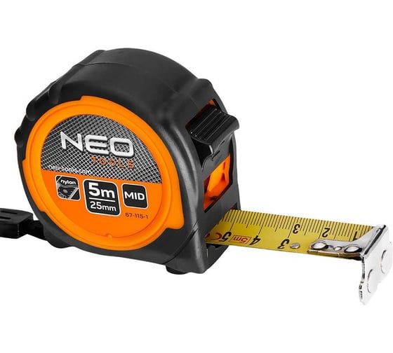 Изображение товара Рулонная стальная лента NEO TOOLS 5 м, 25 мм, магнит 67-115-1